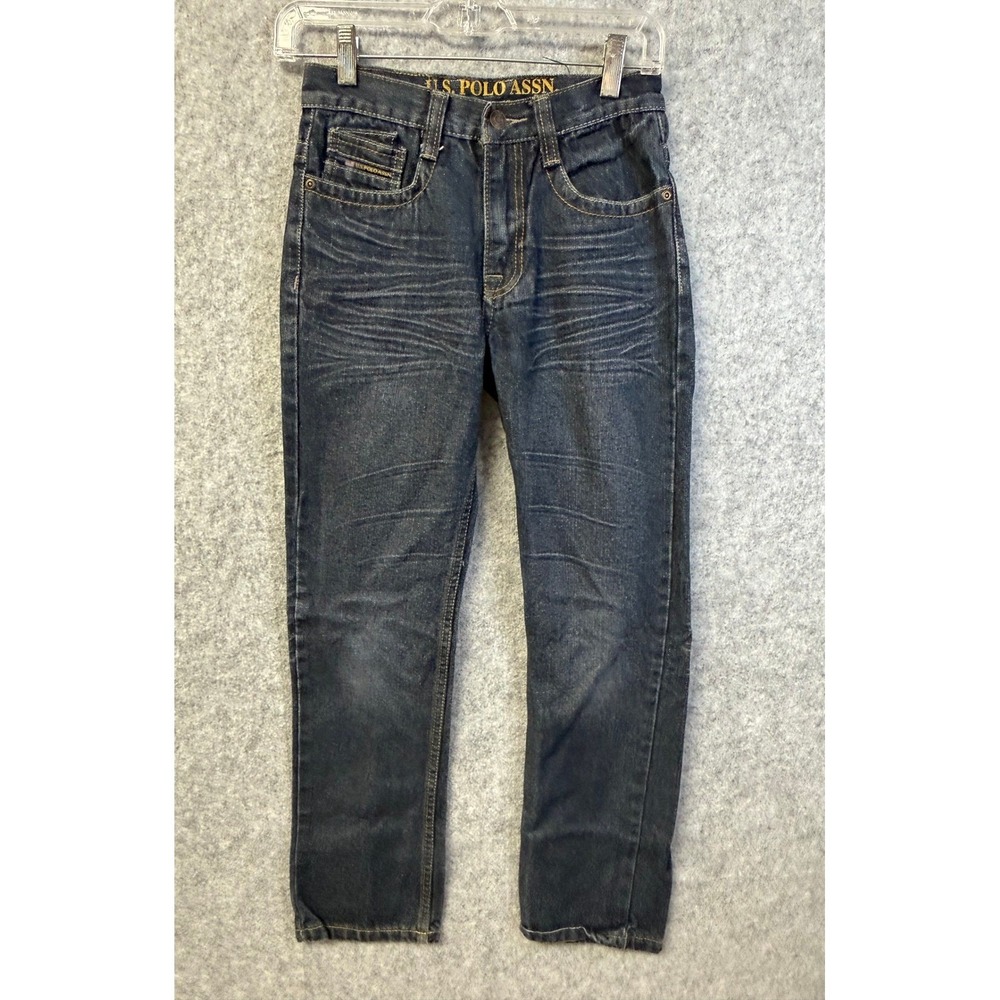 US Polo Assn Boys Jeans Slim Straight Dark Wash Denim‎ Pants Size 12 26x26